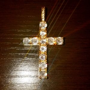 Iced Out Diamond Gold Cross Pendant